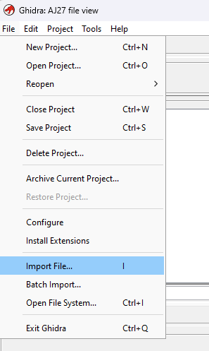 ghidra import file